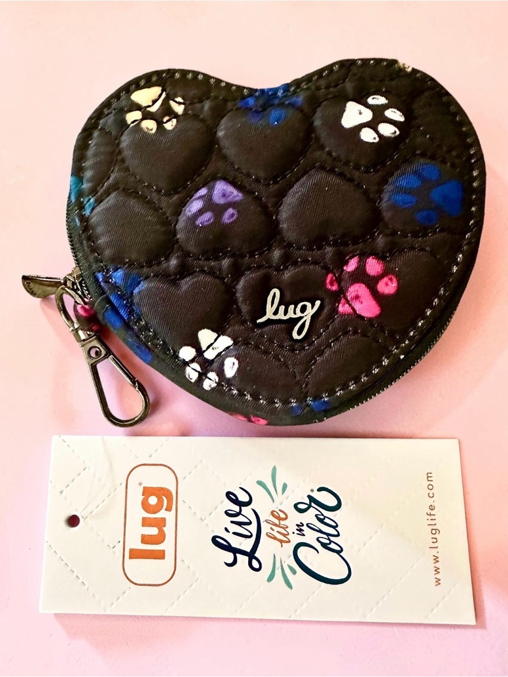 lug  Black HeartPouch Paws With Multi-Colored Paws NWT